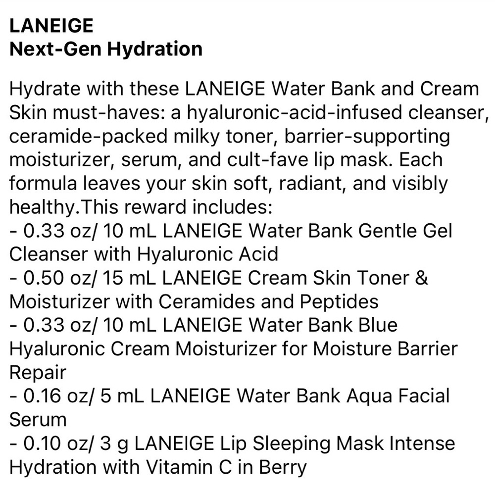 LANEIGE Next-Gen Hydration Collection 5 piece set (travel size) & Cosmetic Bag - Picture 9 of 10